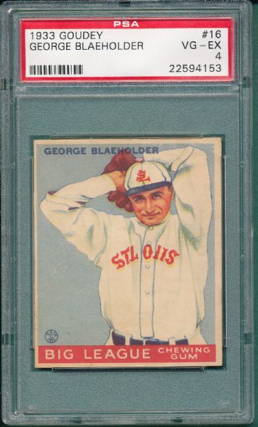 1933 Goudey #16 George Blaeholder PSA 4