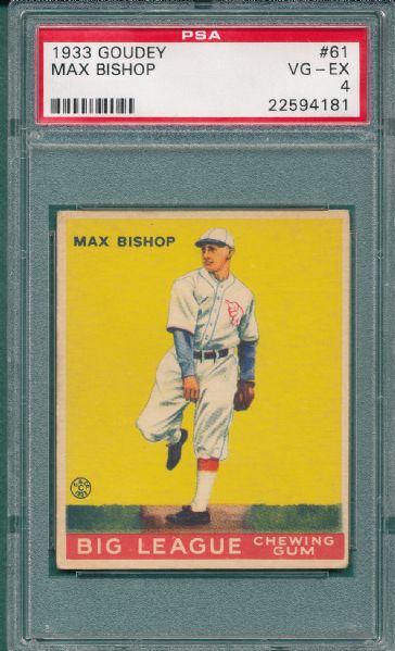1933 Goudey #61 Max Bishop PSA 4