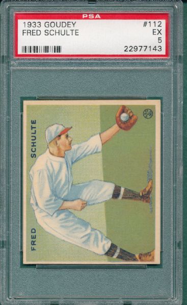 1933 Goudey #112 Fred Schulte PSA 5