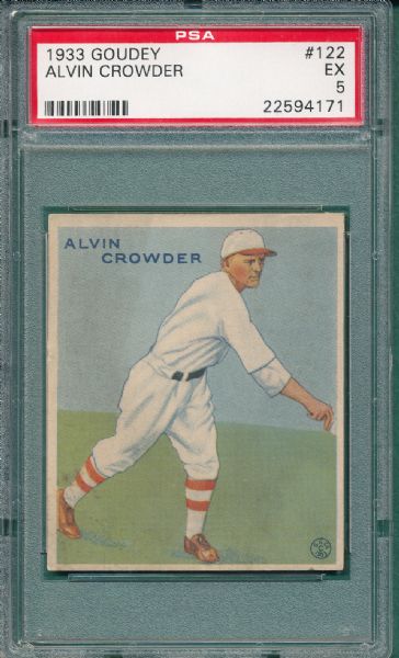 1933 Goudey #122 Alvin Crowder PSA 5