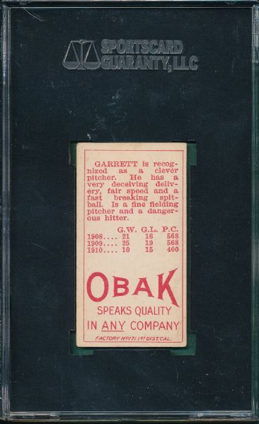 1911 T212-3 Garrett Obak Cigarettes SGC 50