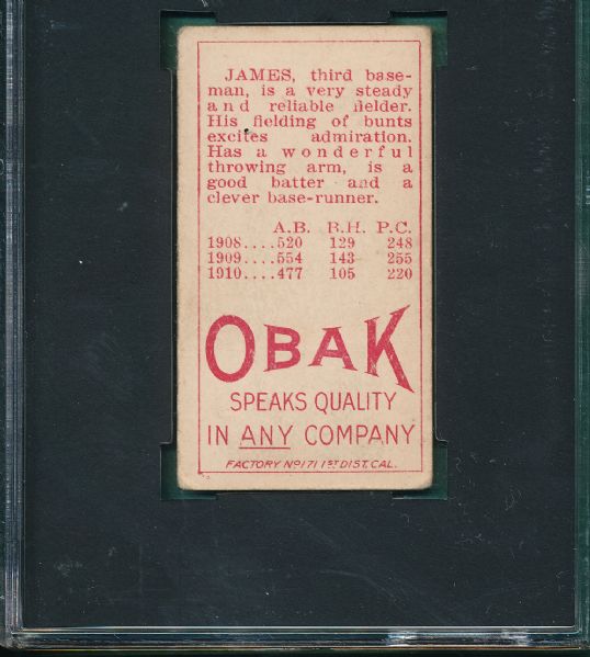 1911 T212-3 James Obak Cigarettes SGC 40