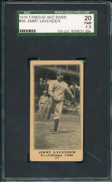 1916 Famous & Barr #98 Jimmy Lavender SGC 20