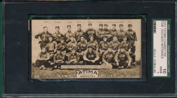 1913 T200 Chicago Cubs Fatima Cigarettes W/ Evers SGC 10
