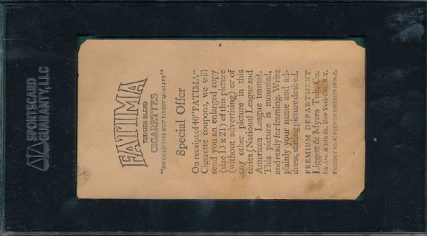 1913 T200 Chicago Cubs Fatima Cigarettes W/ Evers SGC 10
