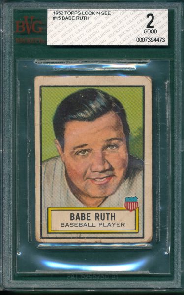1952 Topps Look N See Babe Ruth BVG 2