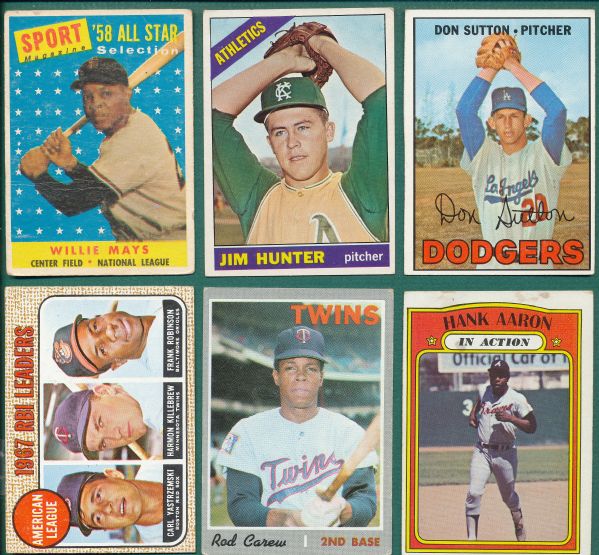 1958-70 Topps (6) Card Lot of Hall of Famers W/ Mays