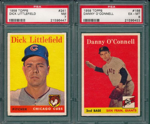 1958 Topps #166 O'Connell & #241 Littlefield Lot of (2) PSA 
