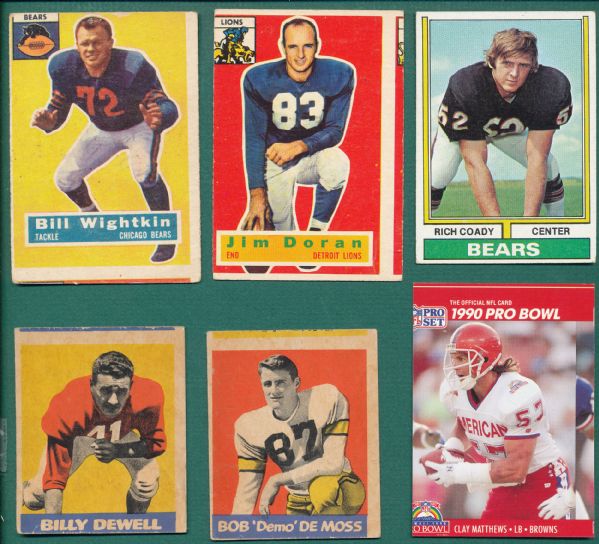 1949-90 Football Card Misprint Collection (12) & 1957-75 Hockey Card Misprint Collection (5), Lot of (17)