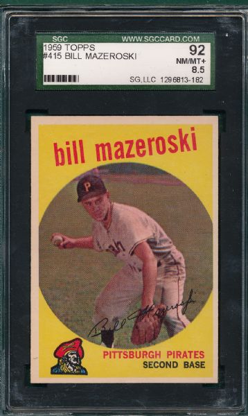 1959 Topps #415 Bill Mazeroski SGC 92
