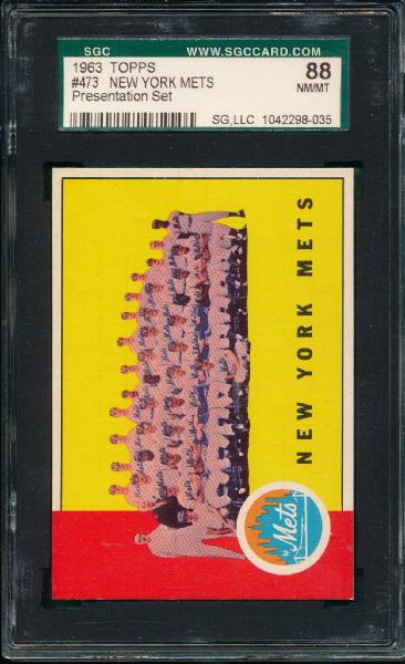 1963 Topps #473 Mets Team SGC 88