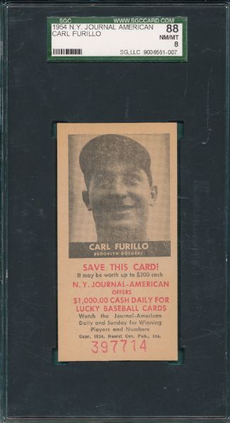 1954 NY Journal American Carl Furillo SGC 88 *None Higher*