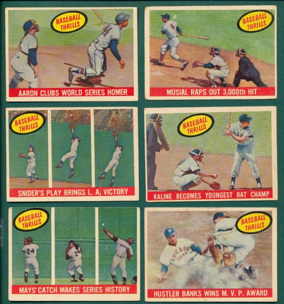 1959 Topps Lot of (6) W/ Mays/Aaron/Musial