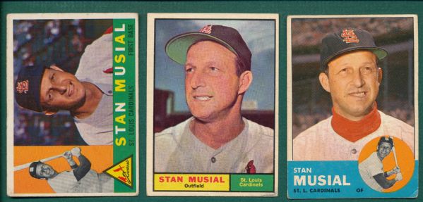 1960-63 Topps Stan Musial Lot of (3)