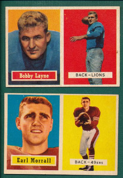 1957 Topps FB #104 Earl Morrall*Rookie* & #32 Bobby Layne (2) Card Lot