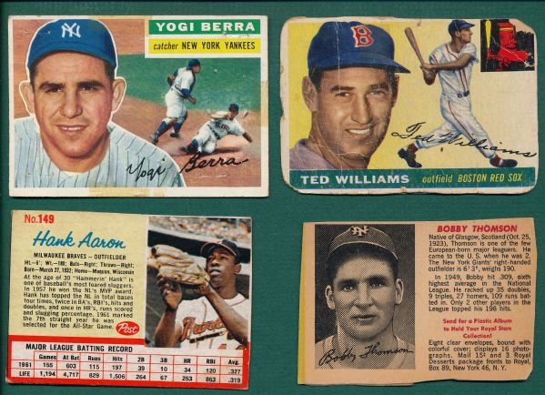 1950-62 Baseball Lot of (13) W/ Ted Williams & Aaron