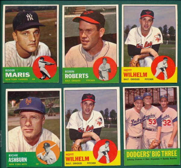 1963 Topps Lot of (48) W/ Koufax, Drysdale and Maris