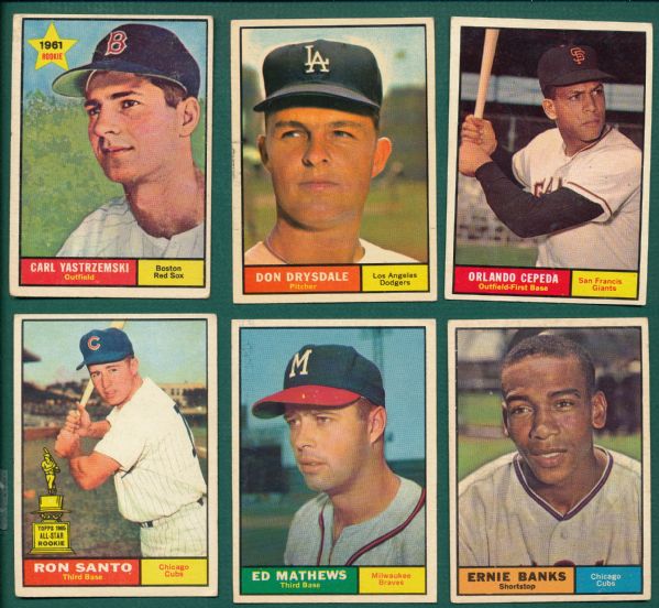 1961 Topps Lot of (72) W/ Yaz, Drysdale & (14) other HOFers