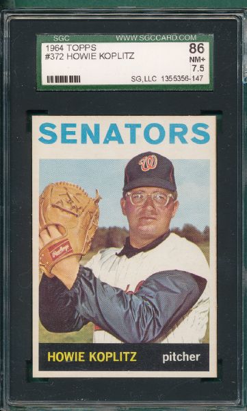 1964 Topps (6) Card Lot W/ SGC 92s