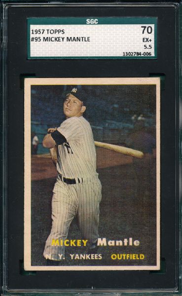 1957 Topps #95 Mickey Mantle SGC 70