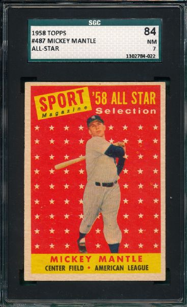 1958 Topps #487 Mickey Mantle AS SGC 84