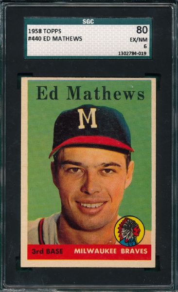 1958 Topps #440 Ed Mathews SGC 80
