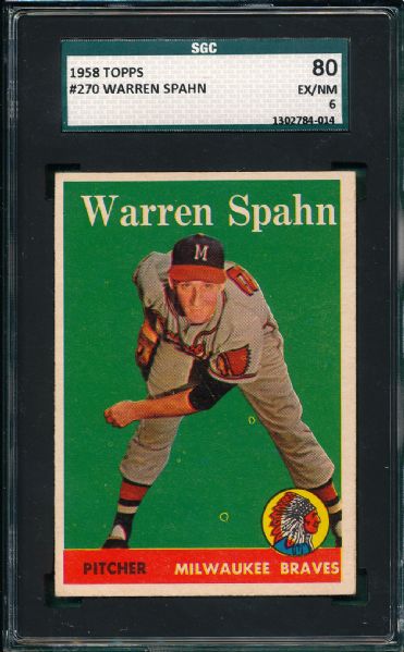 1958 Topps #270 Warren Spahn SGC 80