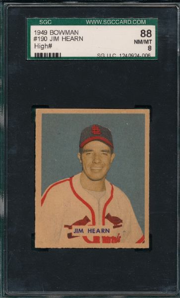 1949 Bowman #190 Jim Hearn SGC 88 *Hi #* 