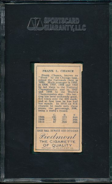 1911 T205 Chance Piedmont Cigarettes SGC 50