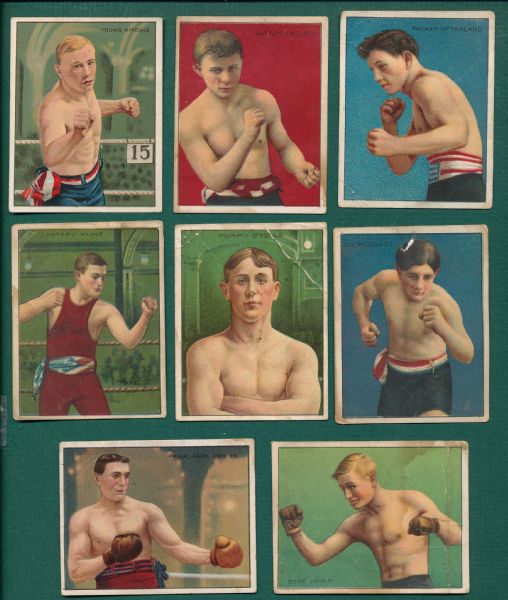 1910 T219 Champions Boxers (8) Card Lot, Honest Long Cut