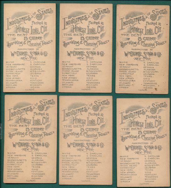 1888 N117 W. Duke Sons & Co., Industries of the States (6) Card Lot