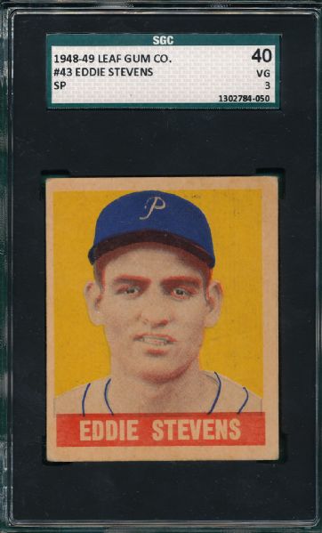 1948-49 Leaf #43 Eddie Stevens SGC 40 *SP*