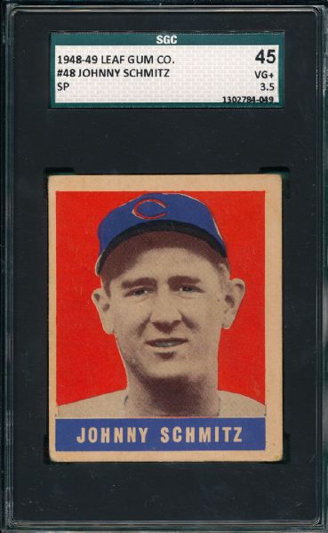 1948-49 Leaf #48 Johnny Schmitz SGC 45 *SP*