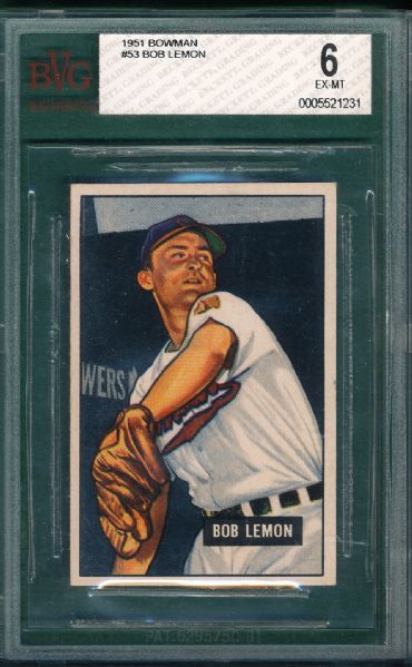 1951 Bowman #53 Bob Lemon BVG 6