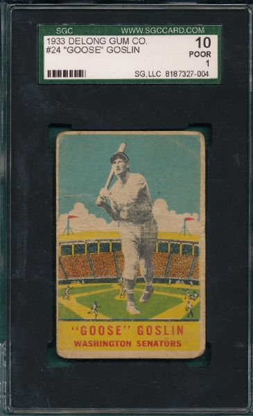 1933 DeLong #24 Goose Goslin SGC 10