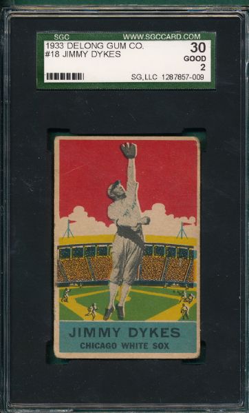 1933 DeLong #18 Jimmy Dykes SGC 30