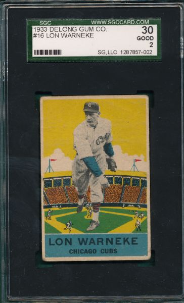 1933 DeLong #16 Lon Warneke SGC 30