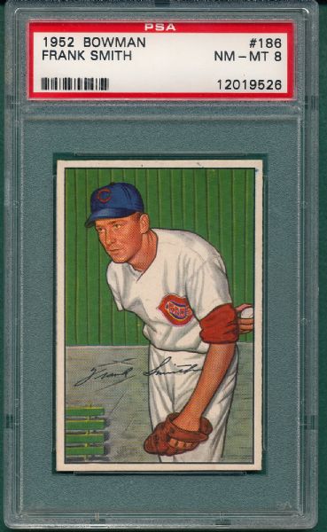 1952 Bowman #186 Frank Smith PSA 8