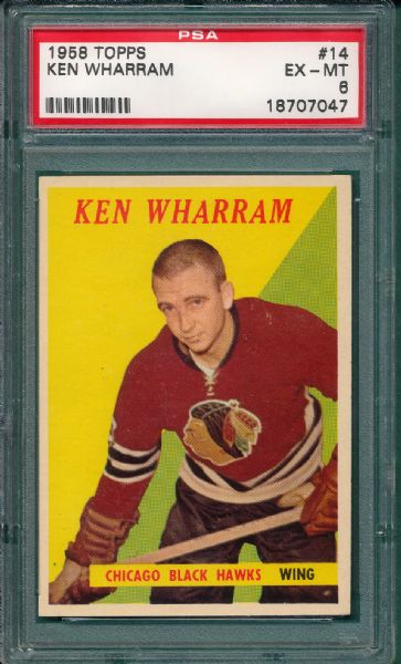 1958 Topps HCKY #14 Ken Wharram PSA 6