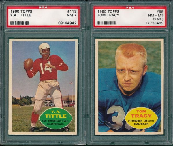 1960 Topps FB (4) Card Lot W/ Tittle PSA 