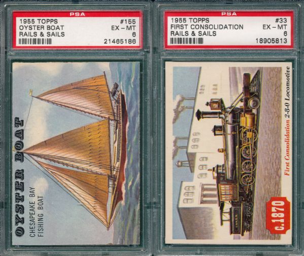 1955 Topps Rails & Sails #33 & #155, (2) Card Lot PSA 6