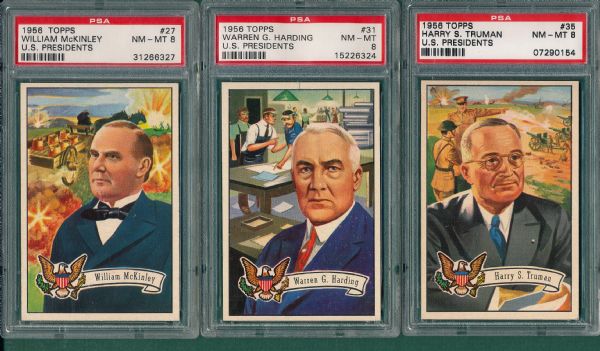 1956 Topps US Presidents #27, #31 and #35 Lot of (3) PSA 8