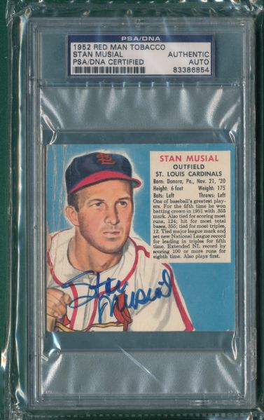 1952 Red Man Tobacco Stan Musial, *Autographed* PSA Authentic