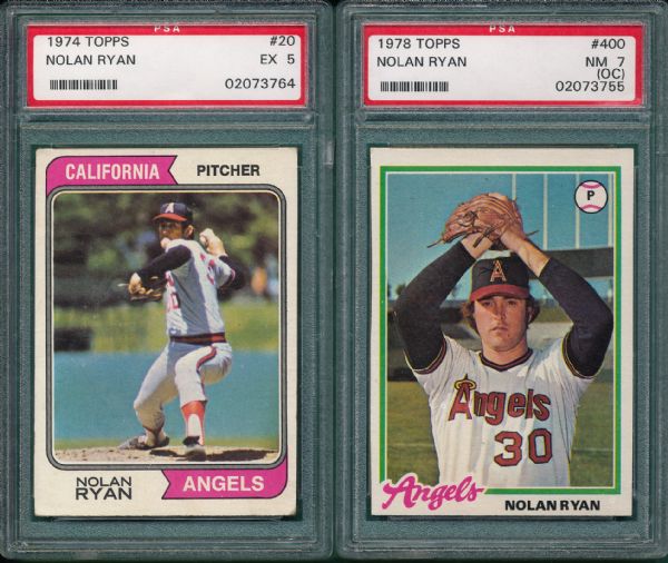 1974 & 78 Topps Nolan Ryan Lot of (2) PSA 