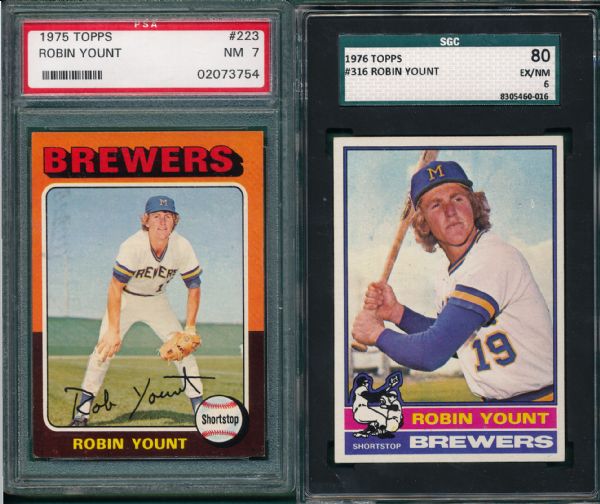 1975 & 76 Topps Robin Yount Lot of (2) PSA & SGC *Rookie*