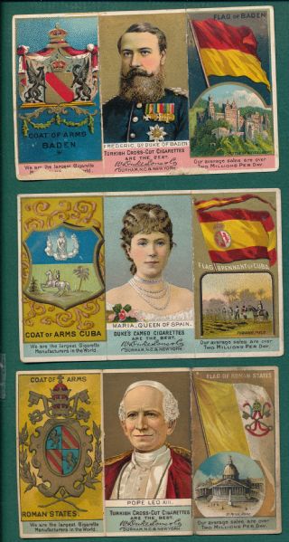 1888 N126 Rulers, Flags and Coat of Arms W. Duke, Sons & Co., (6) Card Lot