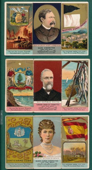 1888 N126 Rulers, Flags and Coat of Arms W. Duke, Sons & Co., (6) Card Lot