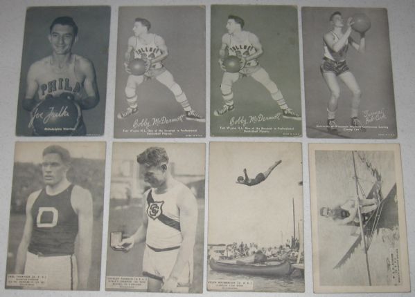 1925-66 Exhibits Football, Hockey, Basketball, Boxing and Misc Sports Lot of (54) W/ Joe Louis, Baugh, Mikan & Other Sports Greats