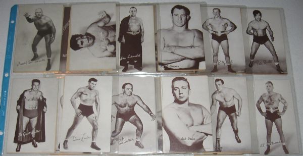 1948-66 Exhibits Wrestlers (41) Card Lot W/ Carnera 
