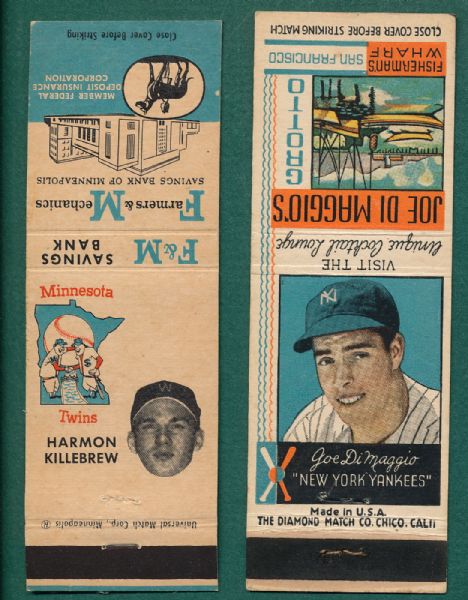1961 F & M Minnesota Twins Match Book (10) W/ Killebrew Plus DiMaggio & Rose Match Books, Lot of (12)